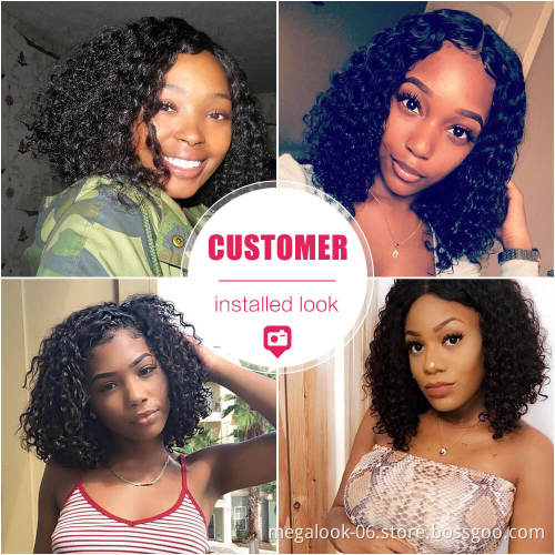 Virgin Aligned Cuticle Brazilian Human Hair Short Wavy Curly Bob Lace Front Frontal Wig